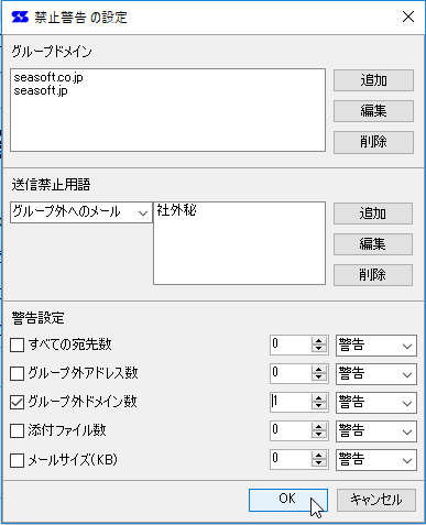 送信の禁止と警告